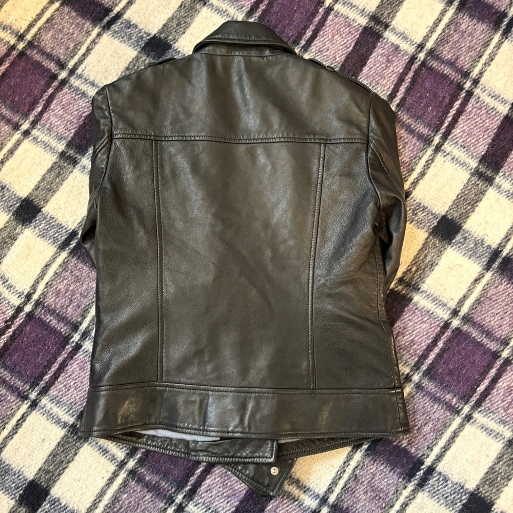 Vtg Lord & Taylor Women's Lamb Leather Biker Jacket Black Sz XS Moto  Zipper - Picture 3 of 9